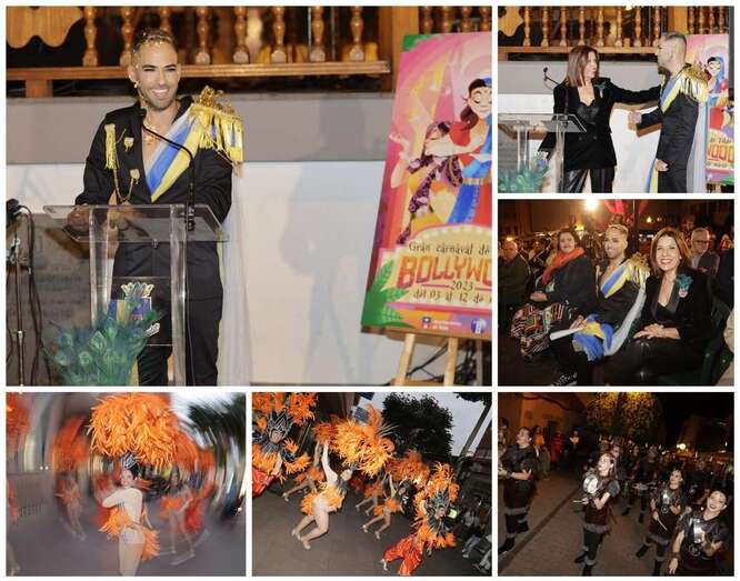 Collage de fotos del pasacalle carnavalero y del pregón/TA.